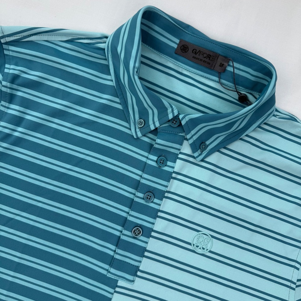 G/FORE Mens Medium Split‎ Contrast Striped Golf Polo Shirt Blue Short Sleeve
NEW